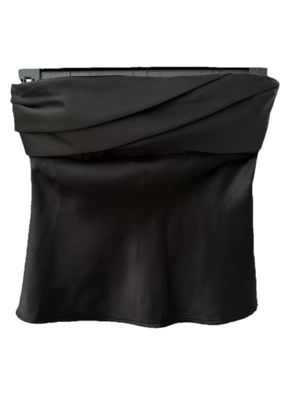 NEW Zara Strapless Black Top Silky Satin Pleated Draped Zippered Corset Small
